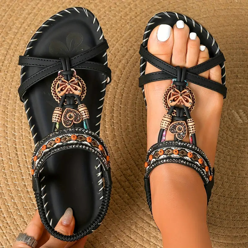 Aliams | Elegante Orthopädische Sandalen Schmetterling Strass