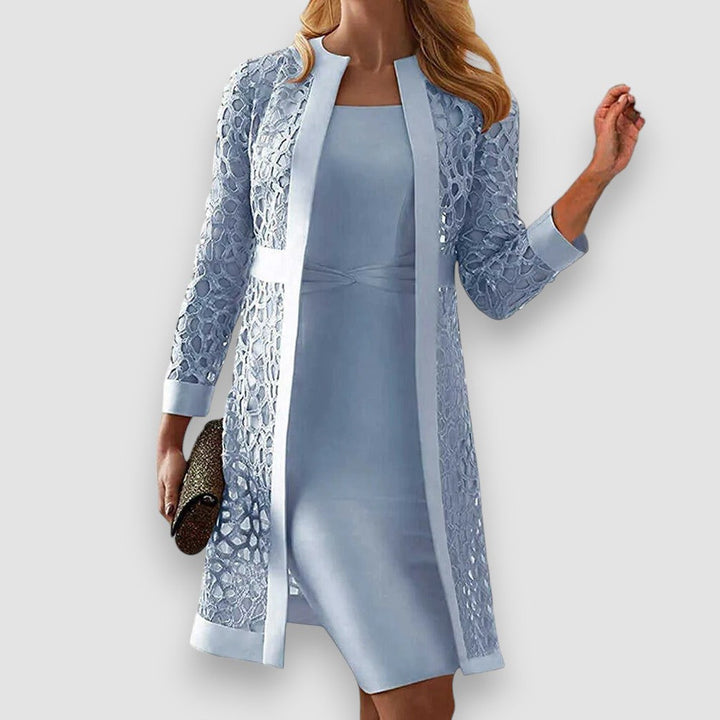 Aliams | Elegantes Zweiteiliges Kleid mit Spitzenjacke für Damen