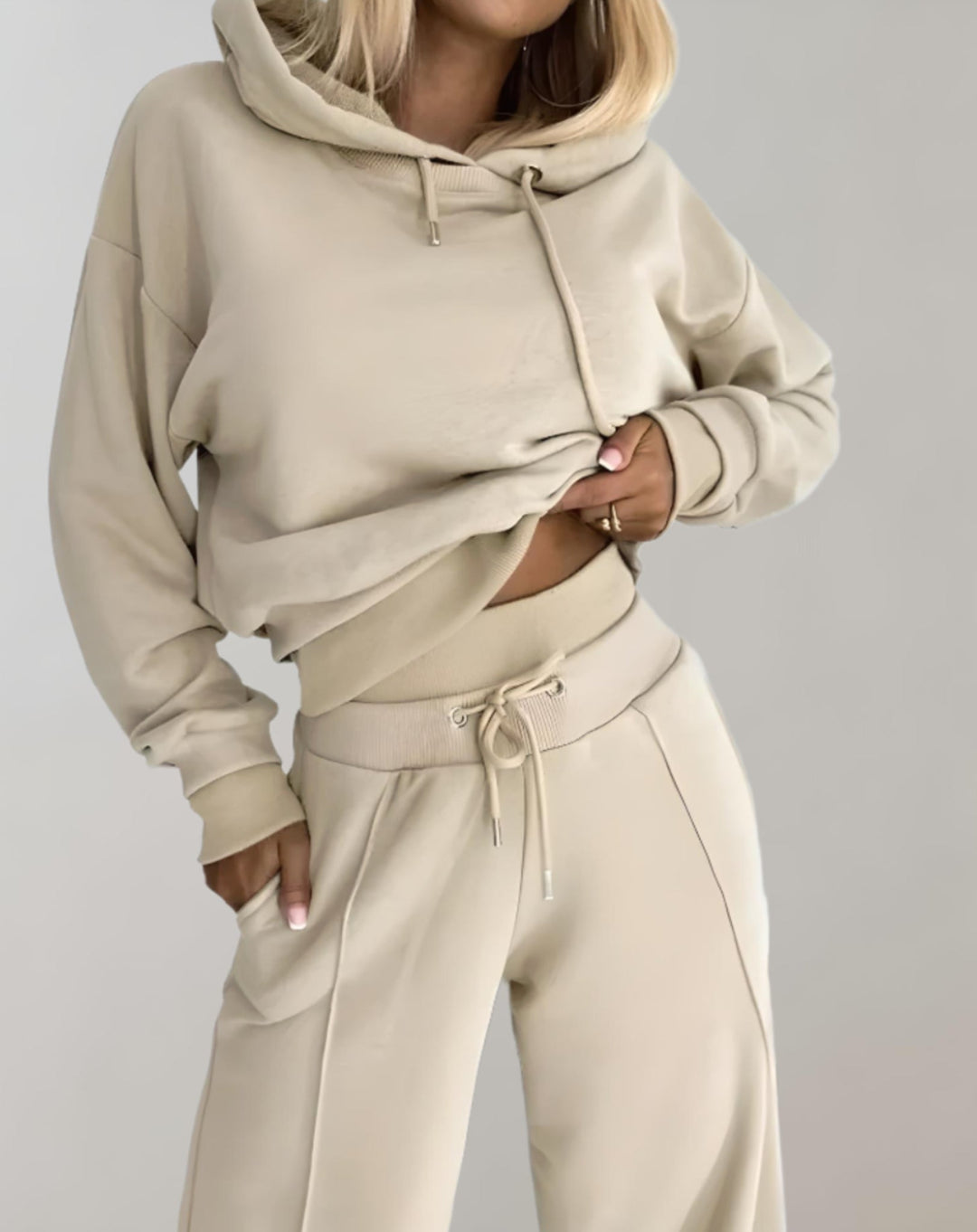 Aliams | Damen Loungeset mit Kapuze und Weitem Hose