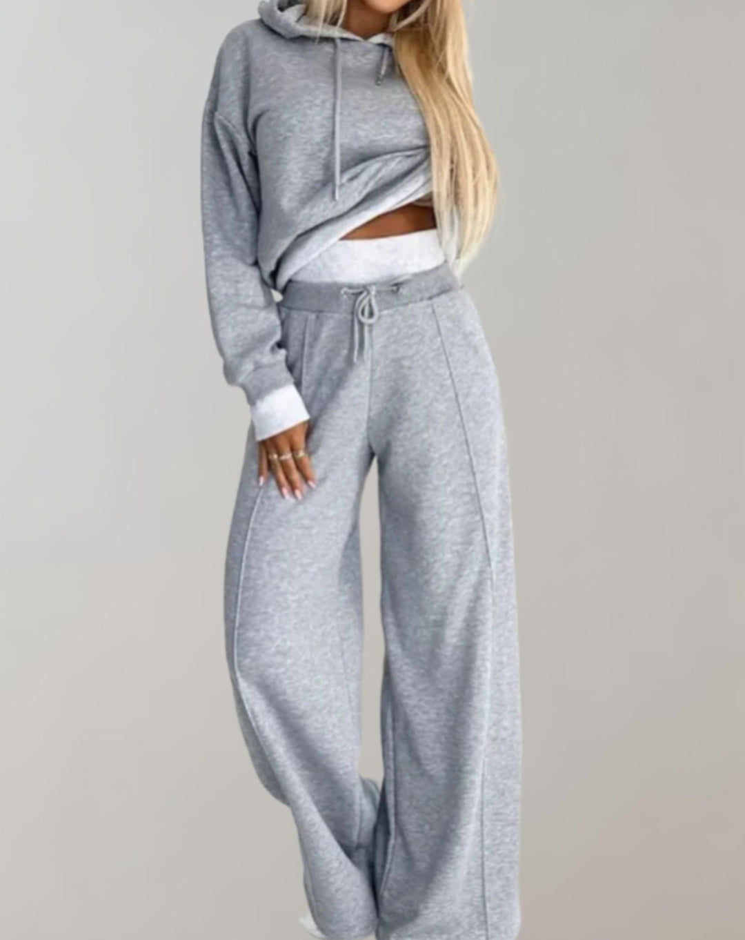 Aliams | Damen Loungeset mit Kapuze und Weitem Hose