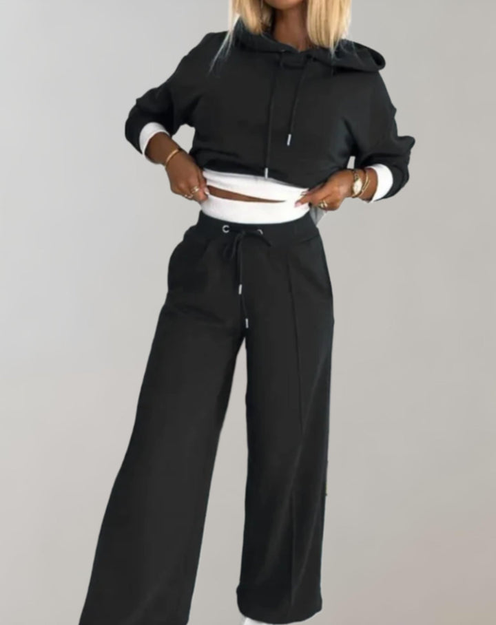 Aliams | Damen Loungeset mit Kapuze und Weitem Hose
