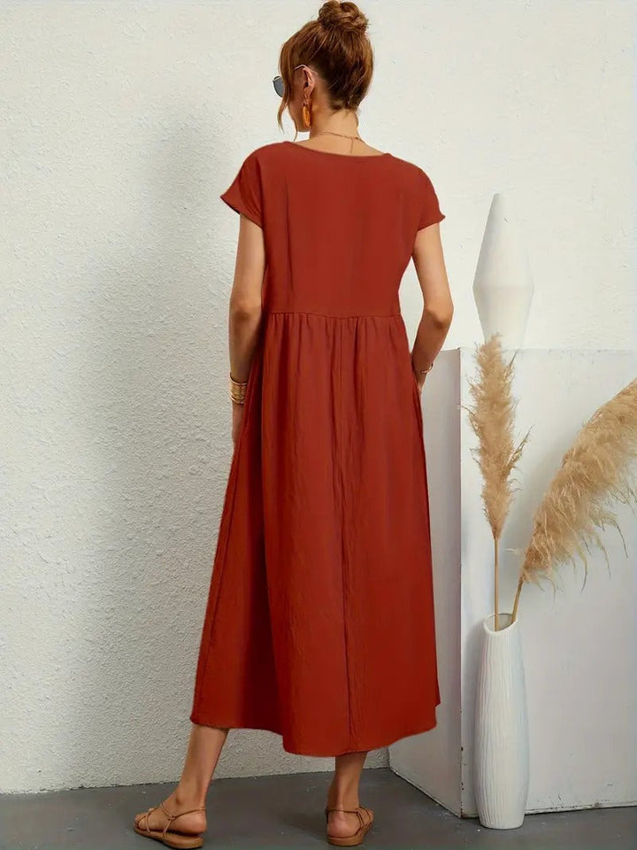 Aliams | Raffinierte Leinen Sommerkleid mit Praktischen Taschen
