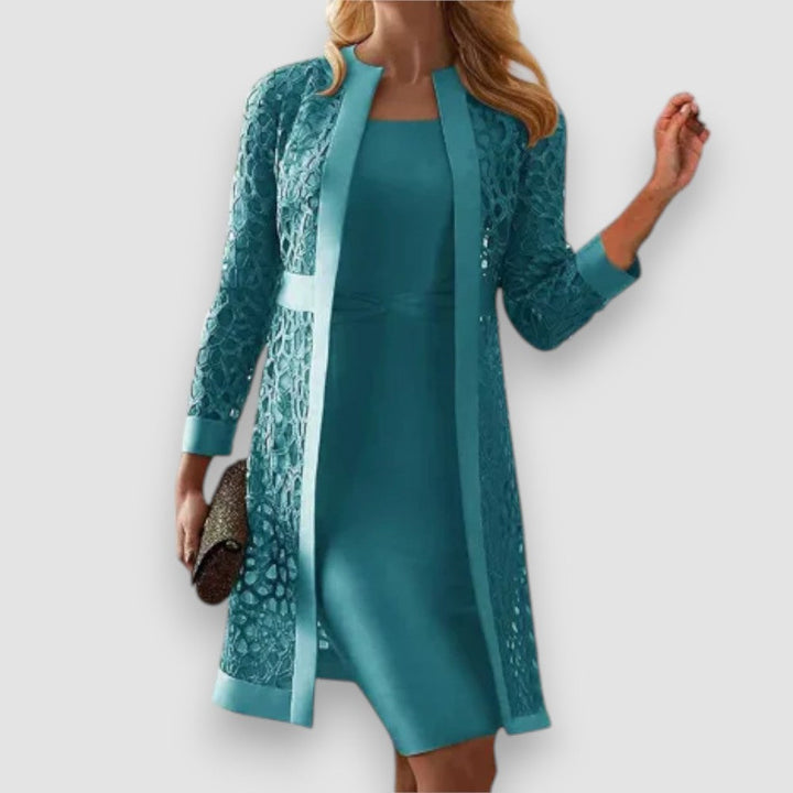 Aliams | Elegantes Zweiteiliges Kleid mit Spitzenjacke für Damen