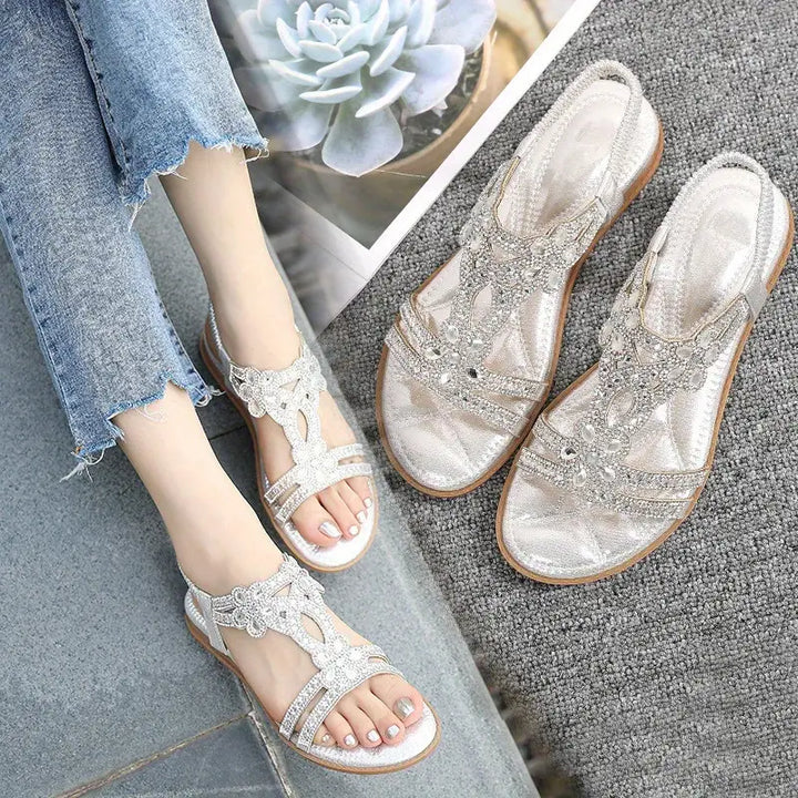Aliams | Flache Sandalen Schick Elastischer Knöchelriemen