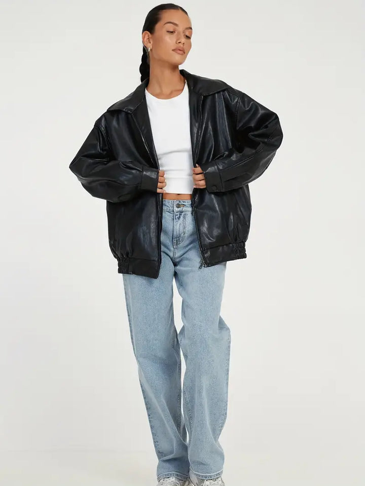Lederjacke mit Reißverschluss