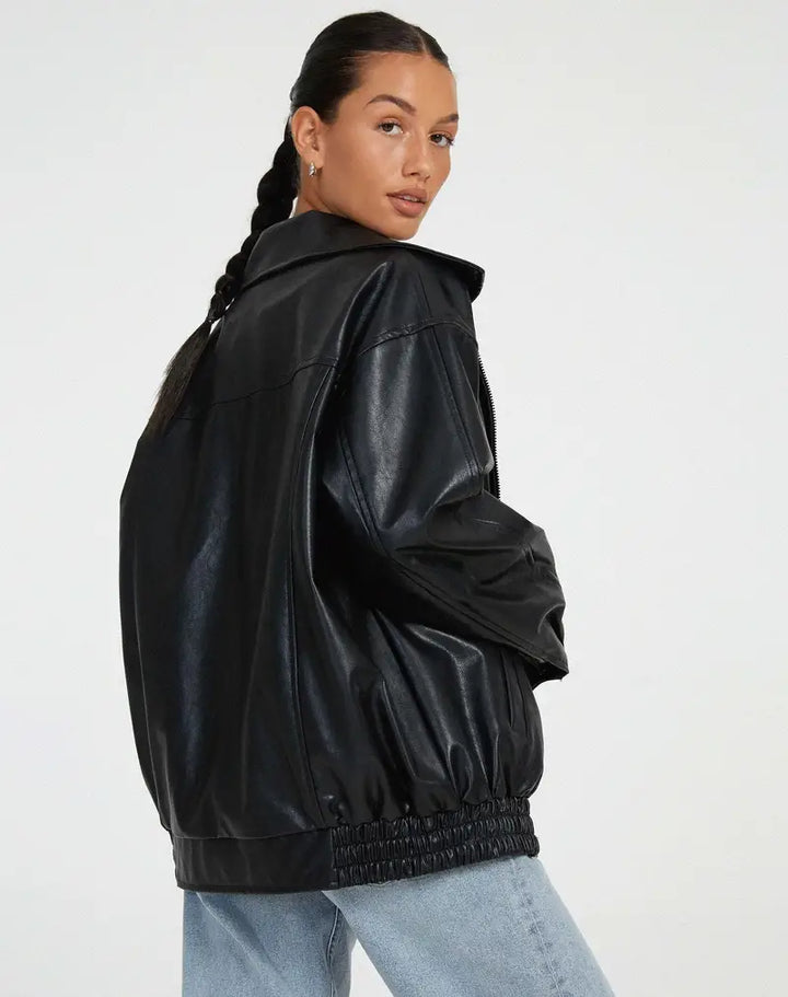 Lederjacke mit Reißverschluss