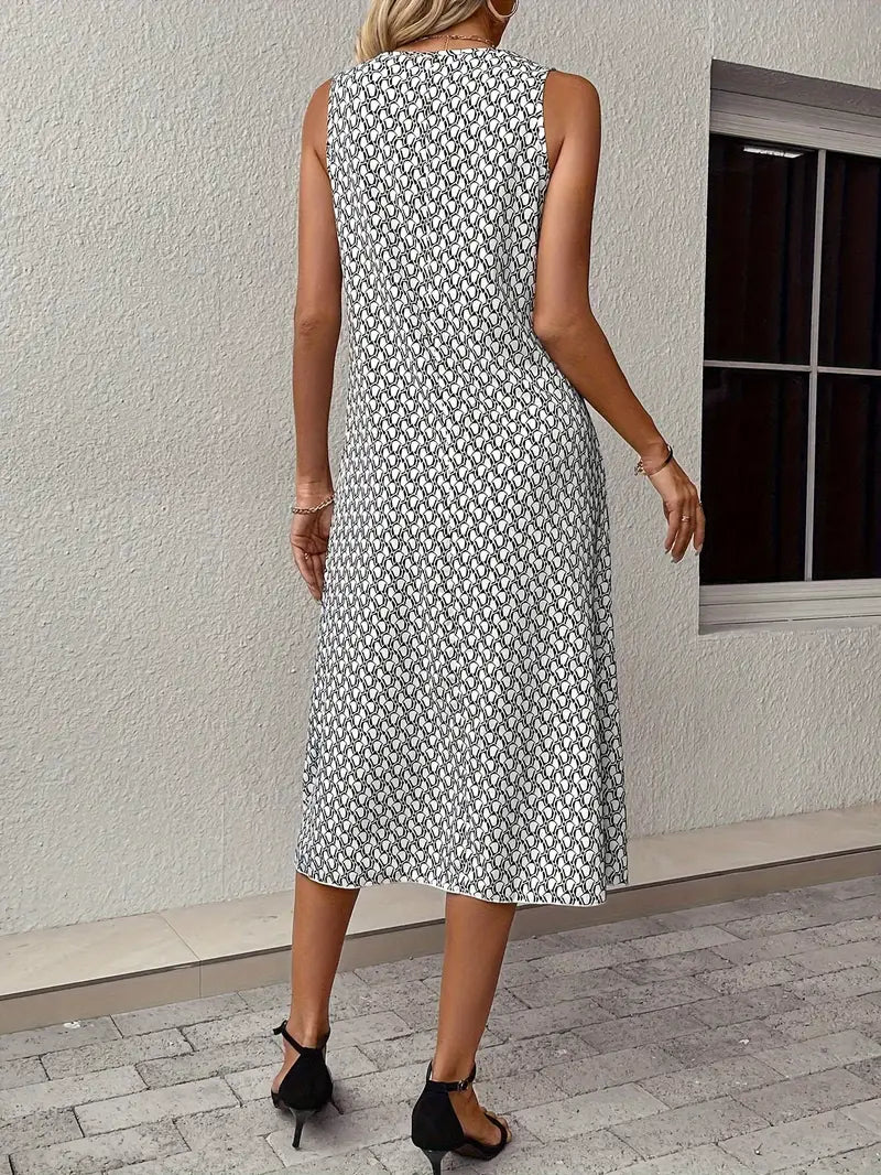Alloverdruck Mit Tasche Lockeres Kleid