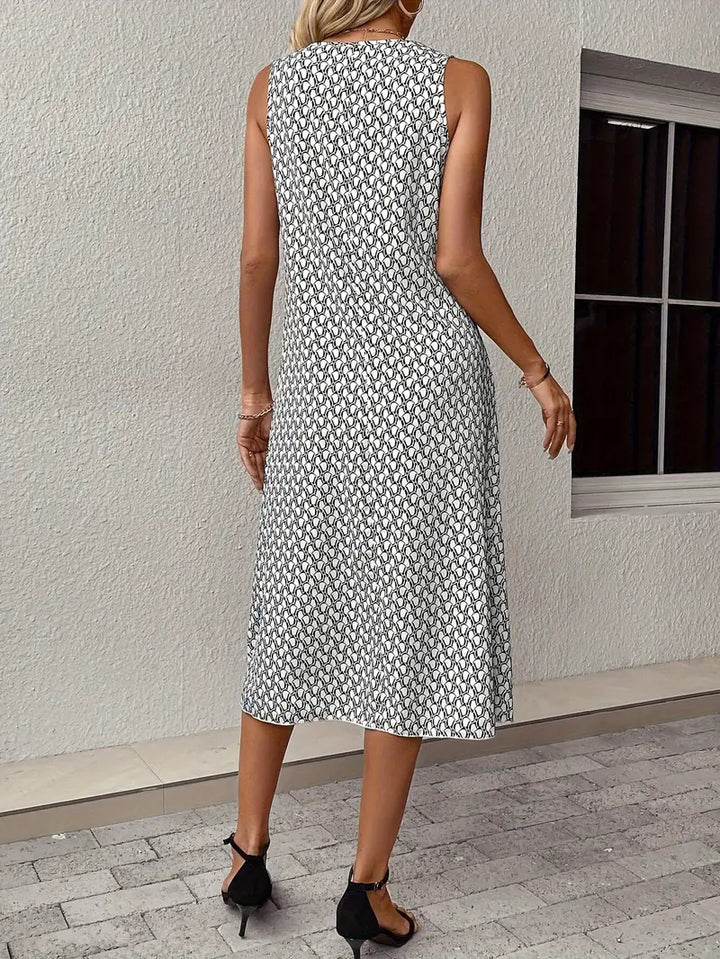 Alloverdruck Mit Tasche Lockeres Kleid