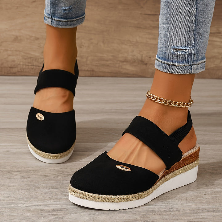 Aliams | Damen Sandalen Auf Plattform: Rutschfest, Geschlossene Zehe, Elastischer Riemen