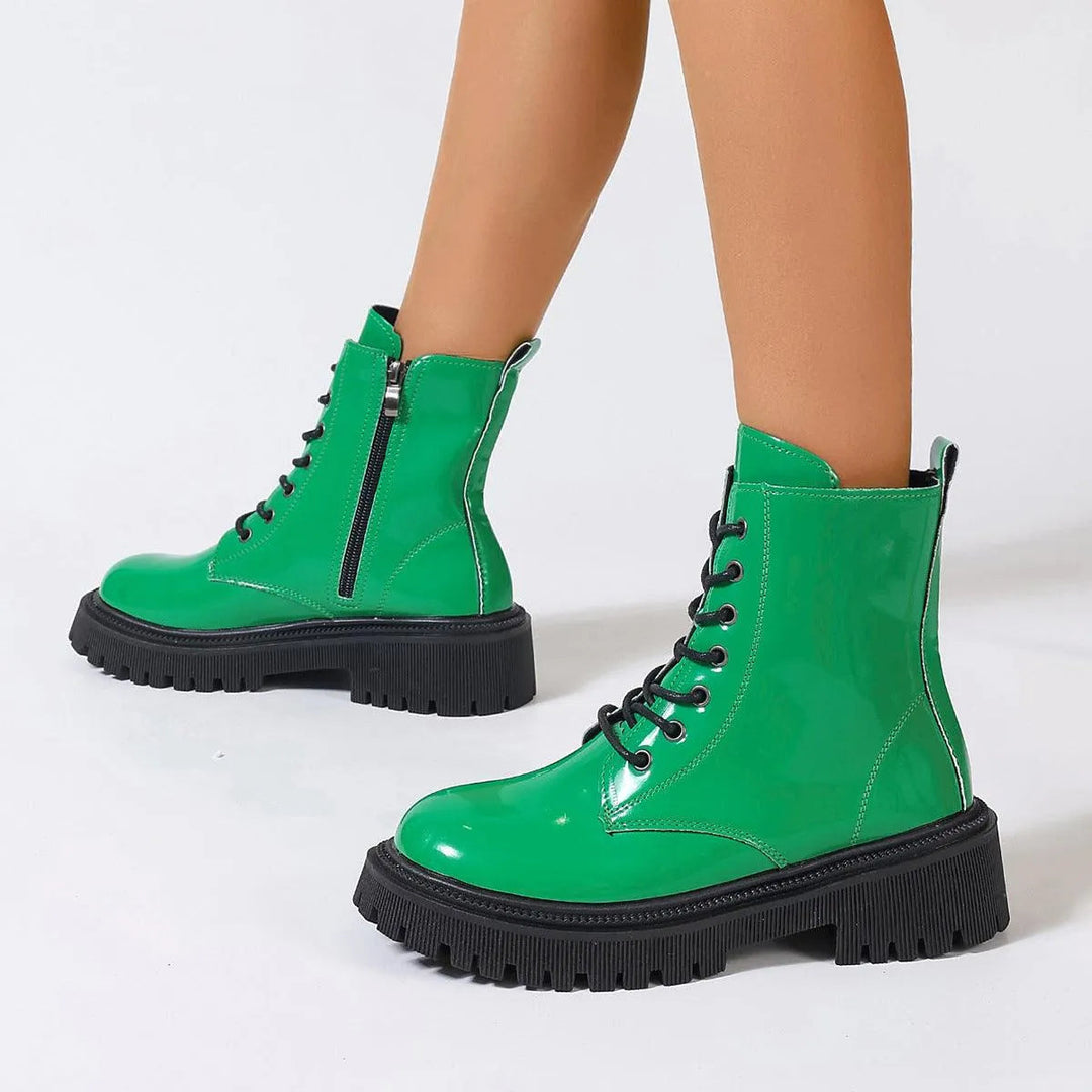Aliams | Damenstiefel Aus Glänzendem Leder mit Reißverschluss