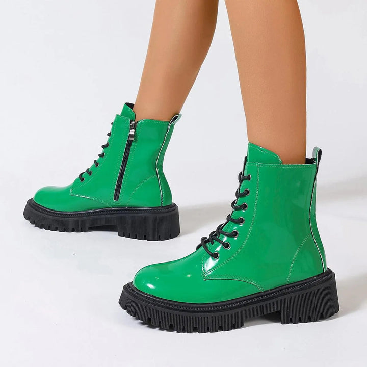 Aliams | Damenstiefel Aus Glänzendem Leder mit Reißverschluss