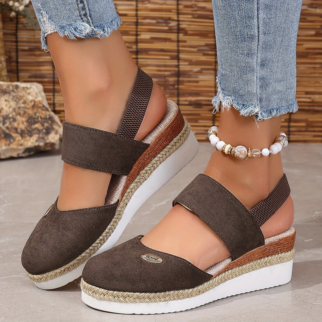 Aliams | Damen Sandalen Auf Plattform: Rutschfest, Geschlossene Zehe, Elastischer Riemen