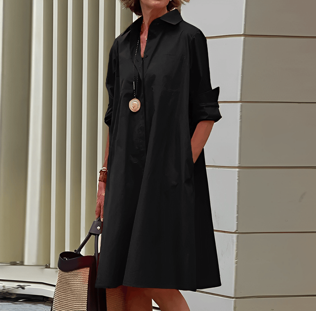 Aliams | Hemdblusenkleid mit Umlegekragen & Dreiviertelärmel