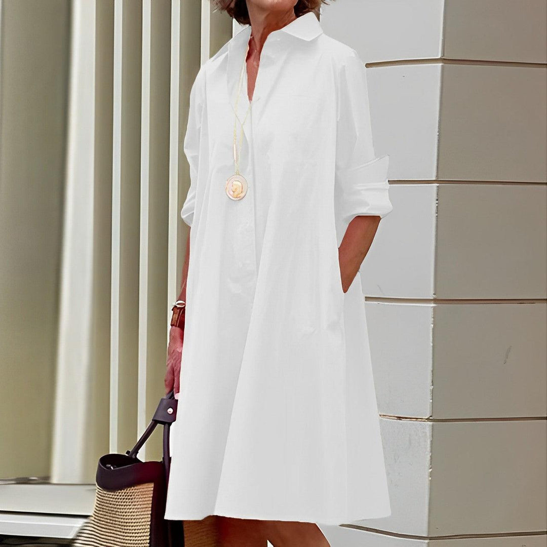 Aliams | Hemdblusenkleid mit Umlegekragen & Dreiviertelärmel