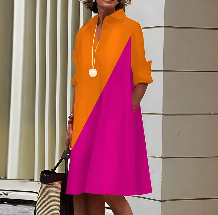 Aliams | Hemdblusenkleid mit Umlegekragen & Dreiviertelärmel
