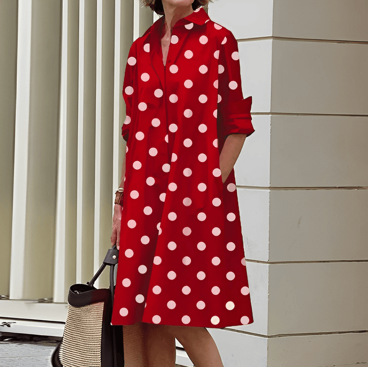 Aliams | Hemdblusenkleid mit Umlegekragen & Dreiviertelärmel