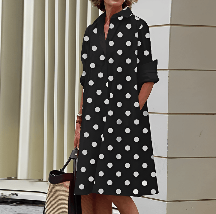 Aliams | Hemdblusenkleid mit Umlegekragen & Dreiviertelärmel