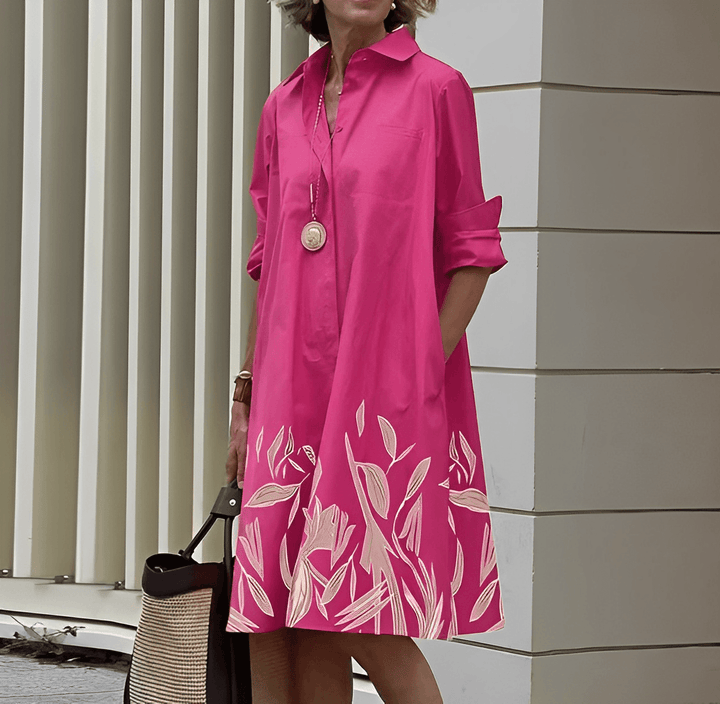 Aliams | Hemdblusenkleid mit Umlegekragen & Dreiviertelärmel