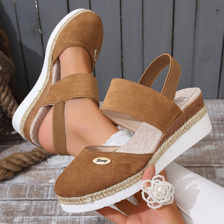 Aliams | Damen Sandalen Auf Plattform: Rutschfest, Geschlossene Zehe, Elastischer Riemen
