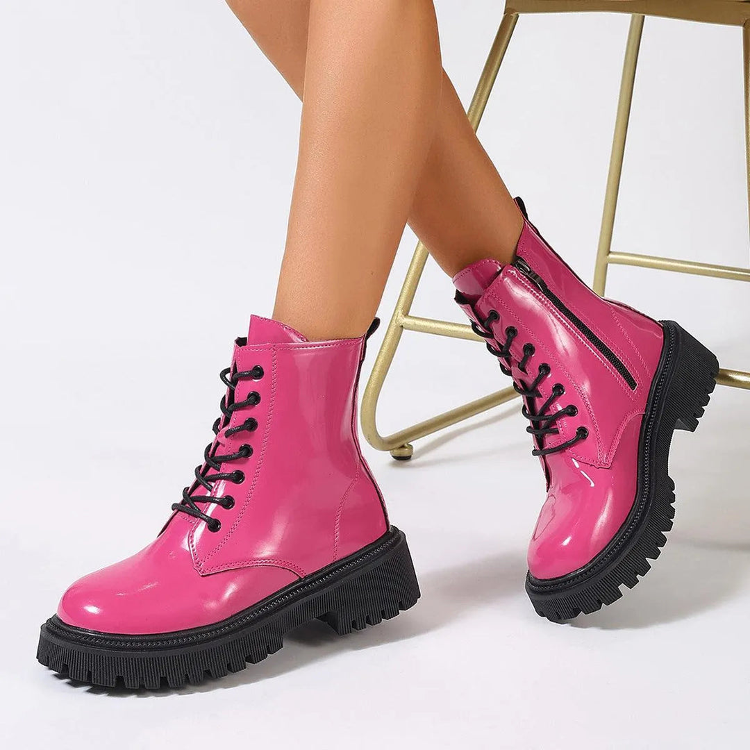 Aliams | Damenstiefel Aus Glänzendem Leder mit Reißverschluss