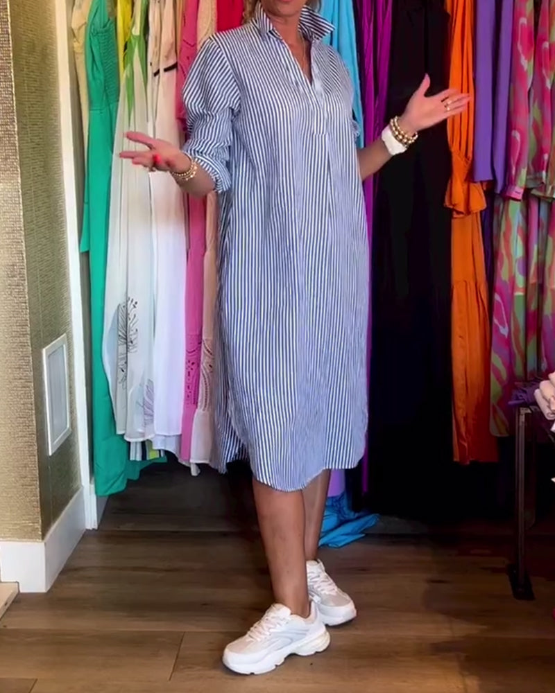 Aliams | Gestreiftes Hemdkleid In Lässiger Passform