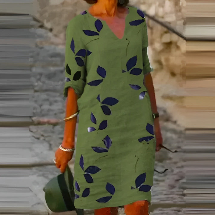 Atemberaubendes Damen-Sommerkleid mit Blätterdruck