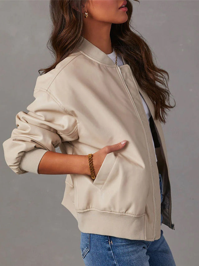 Aliams | Lockere Lederjacke für Damen