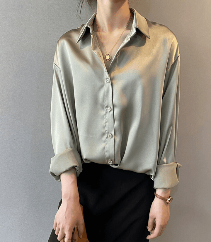 Aliams | Geknöpfte Satin-Seidenbluse