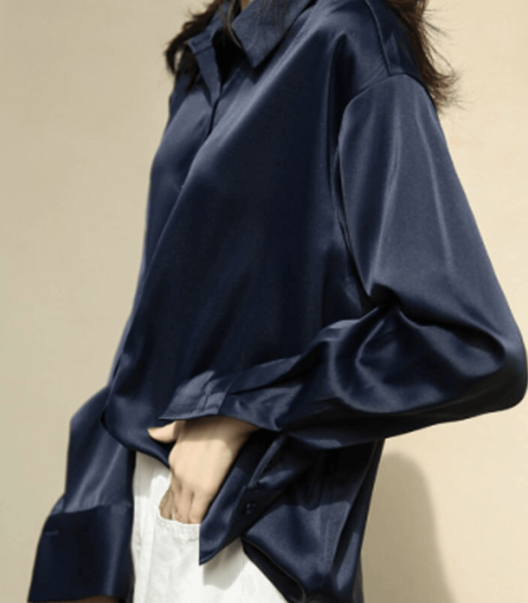 Aliams | Geknöpfte Satin-Seidenbluse