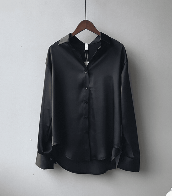 Aliams | Geknöpfte Satin-Seidenbluse