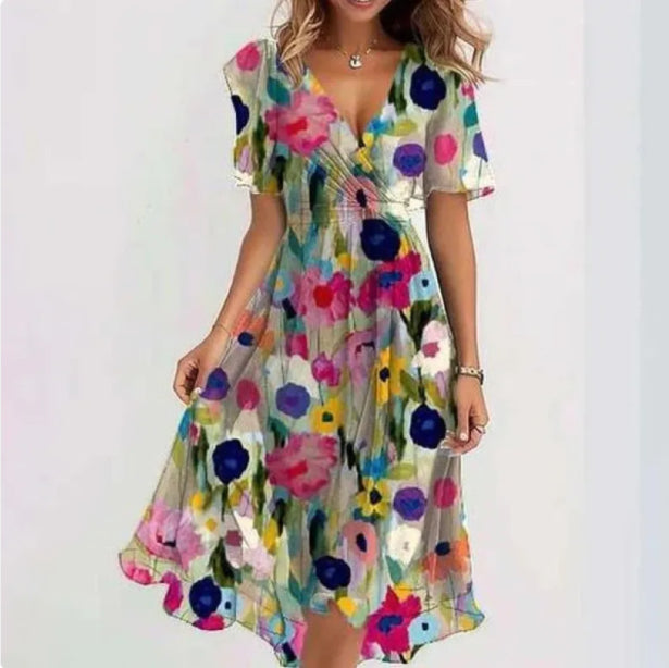 Aliams | Elegantes Damen Kleid mit V-Ausschnitt