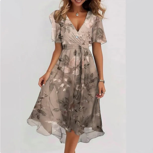 Aliams | Elegantes Damen Kleid mit V-Ausschnitt