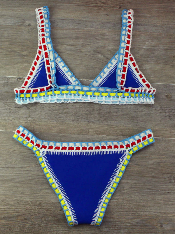 Aliams | Handgehäkelter Bikini Strickpaneel Badeanzug Set