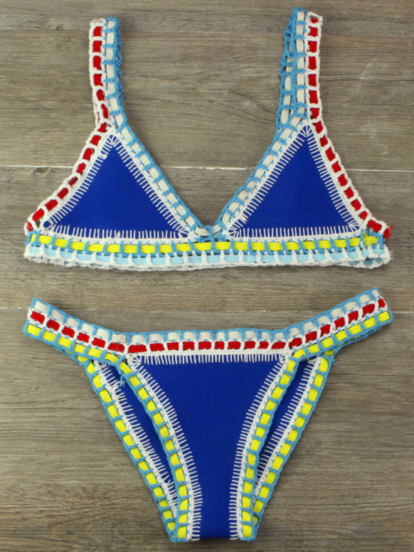 Aliams | Handgehäkelter Bikini Strickpaneel Badeanzug Set