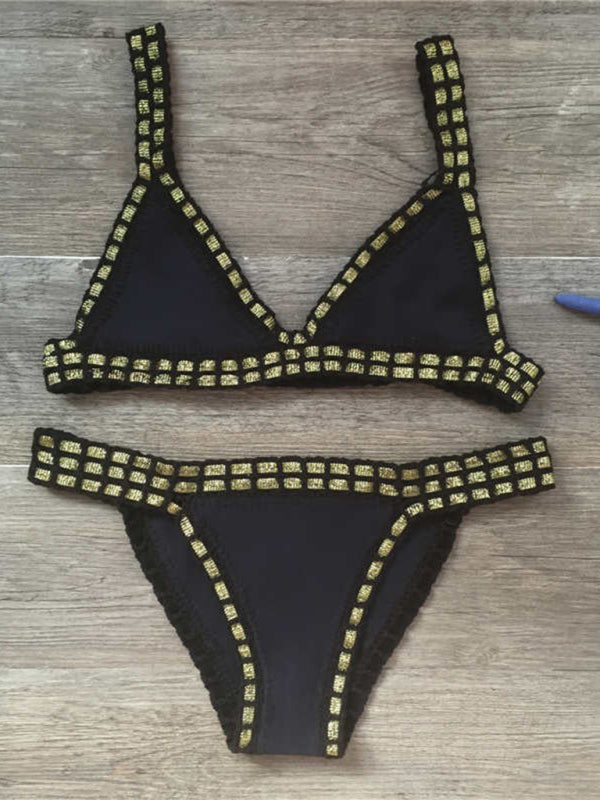 Aliams | Handgehäkelter Bikini Strickpaneel Badeanzug Set