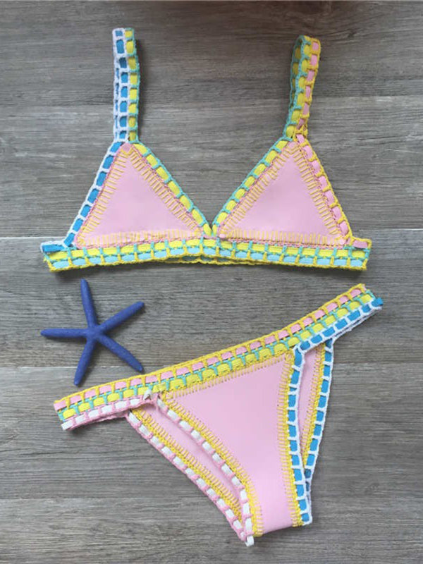 Aliams | Handgehäkelter Bikini Strickpaneel Badeanzug Set