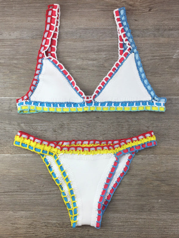 Aliams | Handgehäkelter Bikini Strickpaneel Badeanzug Set
