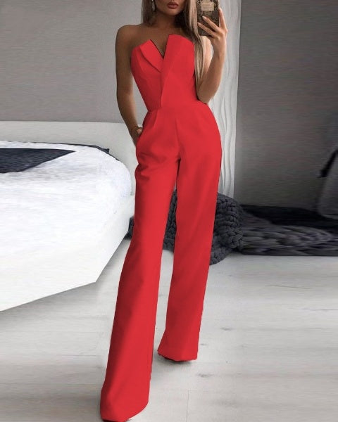 Aliams | Roter Ärmelloser Jumpsuit