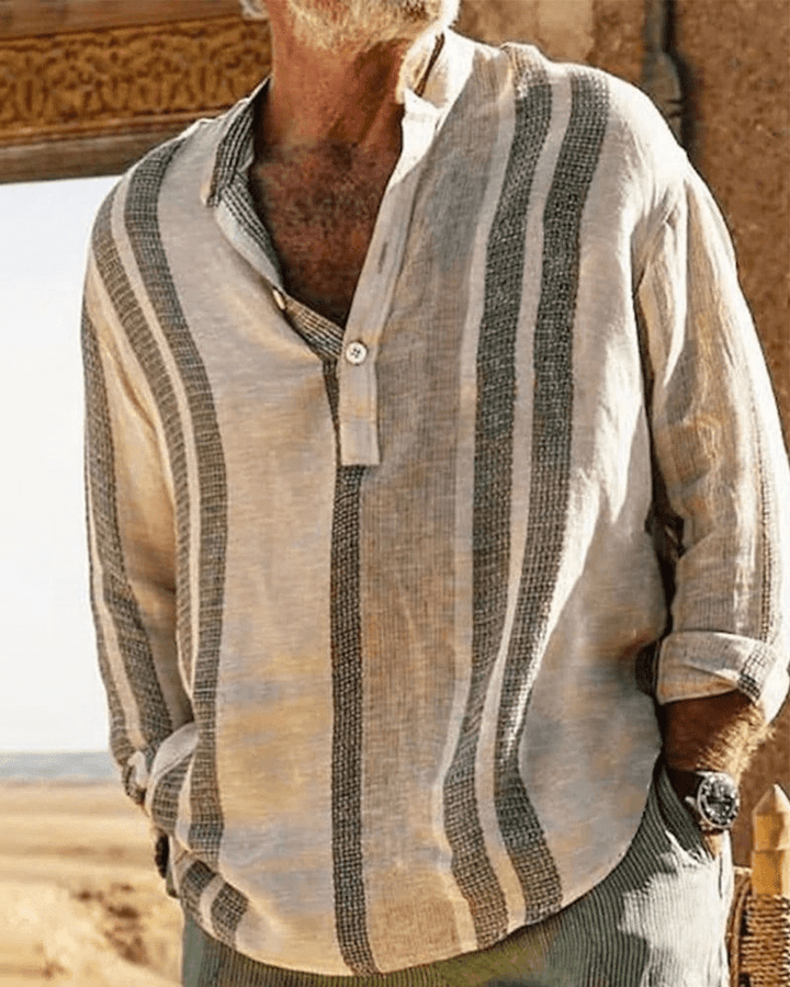 Aliams | Atmungsaktive Leinenhemd Herren Blusen Shirt