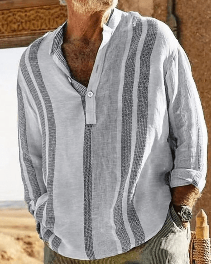 Aliams | Atmungsaktive Leinenhemd Herren Blusen Shirt