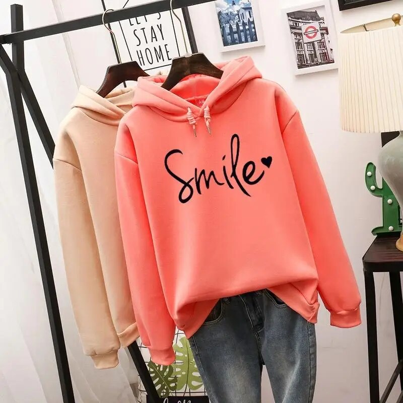Aliams | Lässig Geschnittener Smile Kapuzenpulli für Frauen