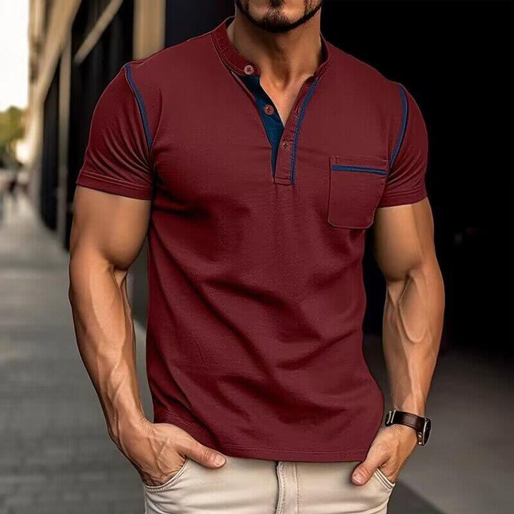 Luxus-Polo mit Henley-Kragen