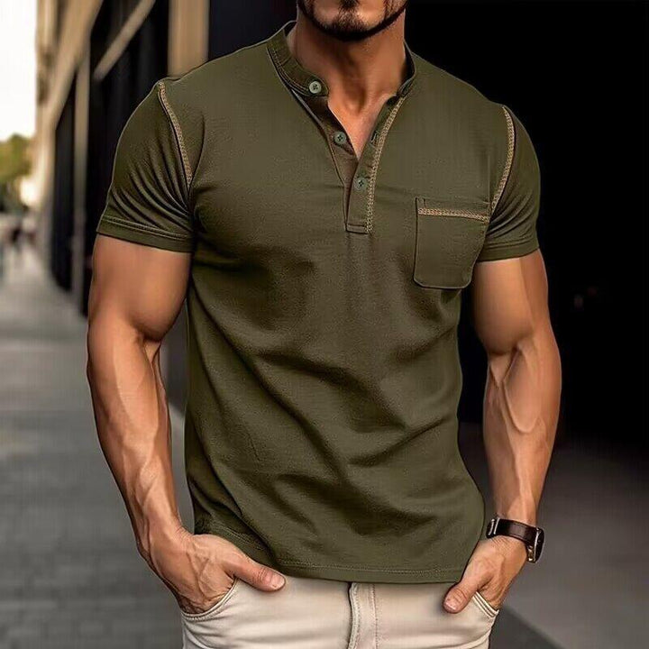 Luxus-Polo mit Henley-Kragen