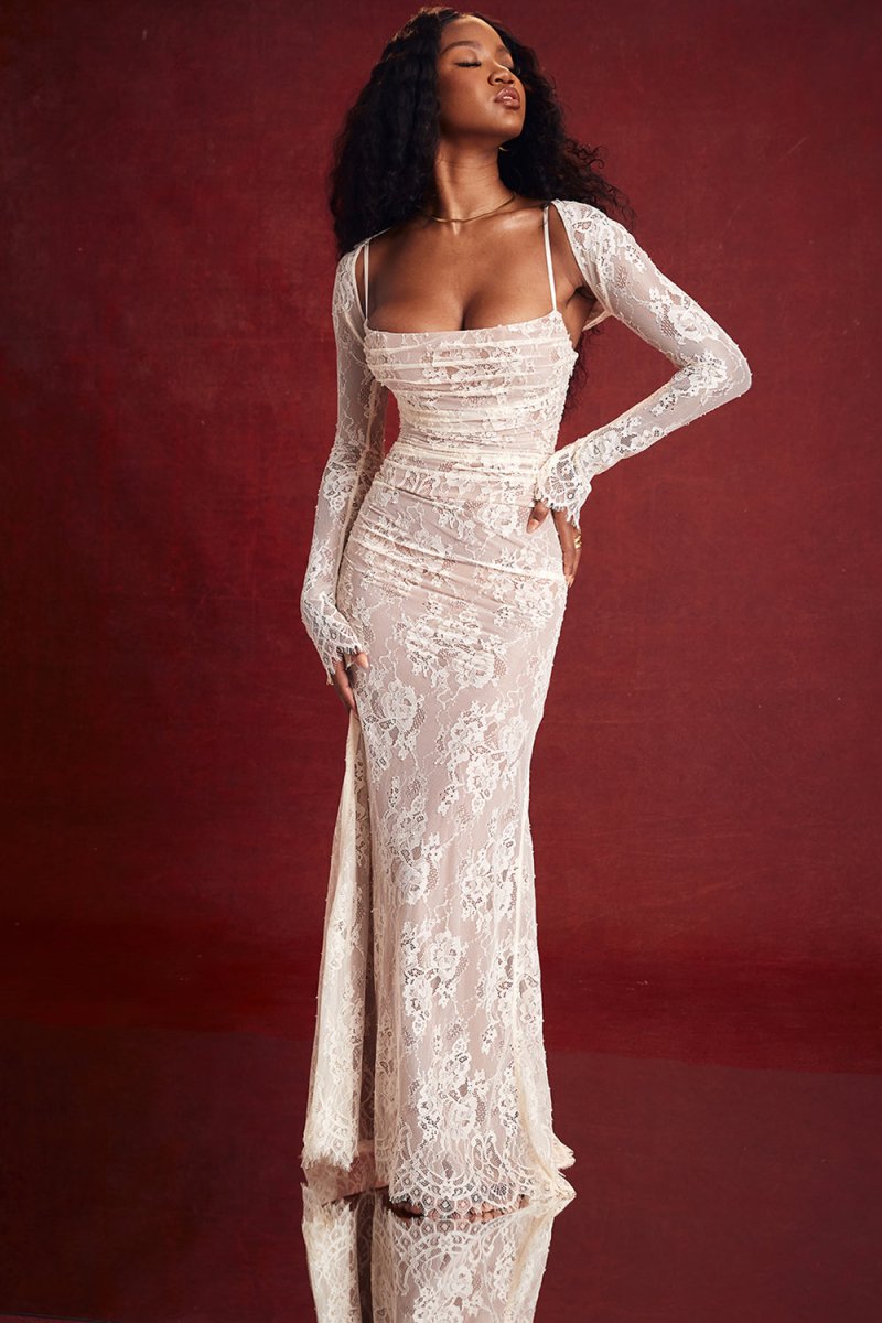 Aliams | Damen Elegantes Spitzen-Korsett-Bodycon-Kleid mit Schnür-Taille