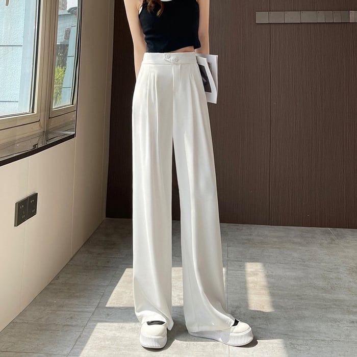 Aliams | Damen-Hose Aus Seide mit Weitem Bein Leicht, Atmungsaktiv, Knitterfrei, Bequem und Aus Hochwertigem Stoff