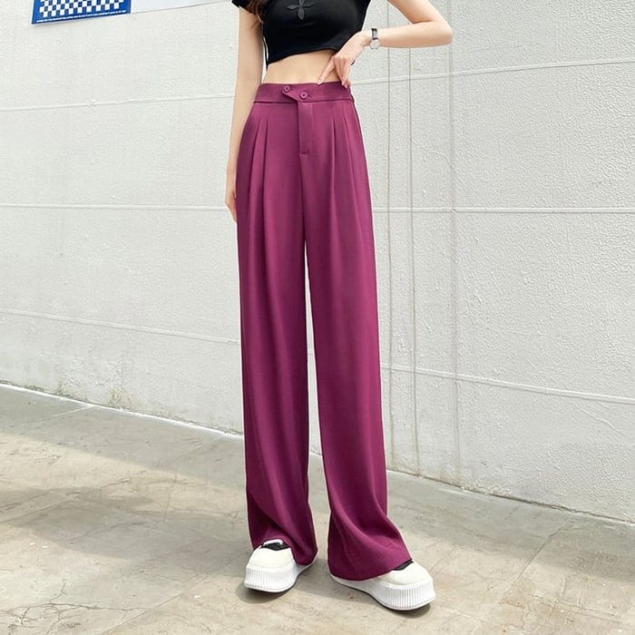 Aliams | Damen-Hose Aus Seide mit Weitem Bein Leicht, Atmungsaktiv, Knitterfrei, Bequem und Aus Hochwertigem Stoff