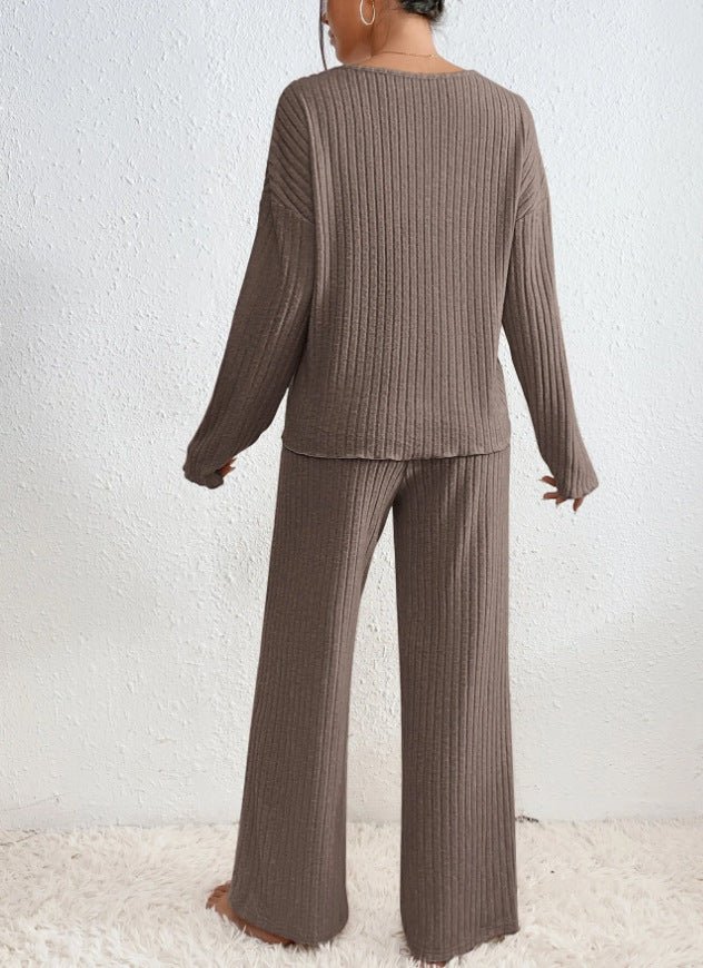 Damen Rippstrick Zweiteiliges Lounge Set