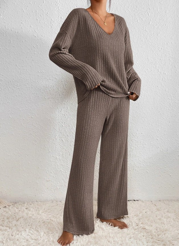 Damen Rippstrick Zweiteiliges Lounge Set