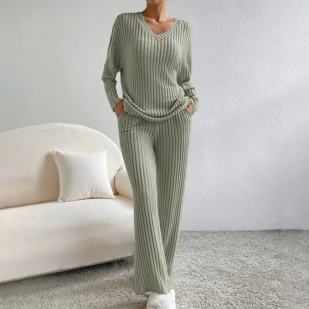 Damen Rippstrick Zweiteiliges Lounge Set