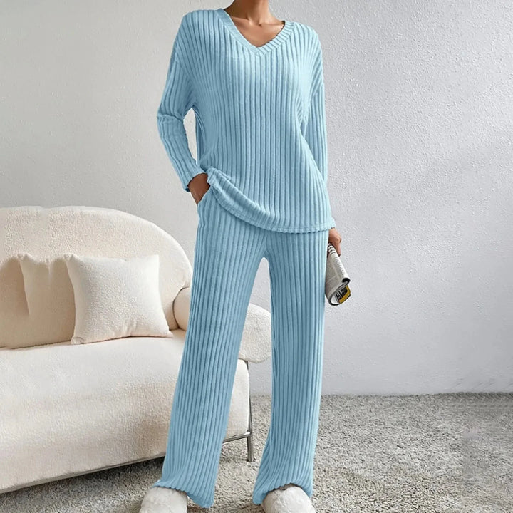 Damen Rippstrick Zweiteiliges Lounge Set